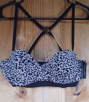 New Victoria’s Secret Swim 36B Blush Black Animal Print Bikini Top Underwire